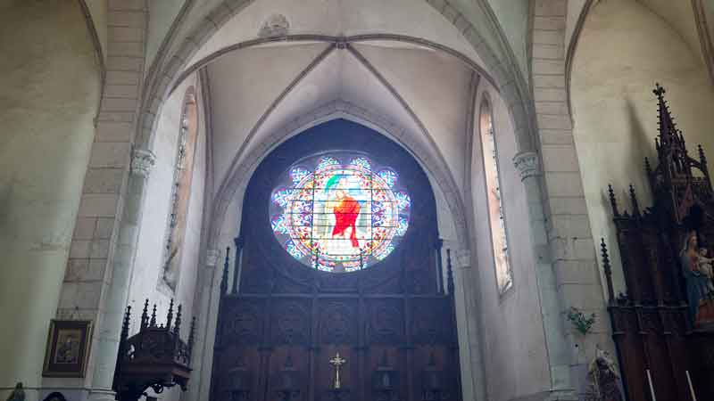 Rose Stained Glass Window at Peyre