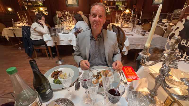 Olivier enjoying lunch at Les Grands Buffets